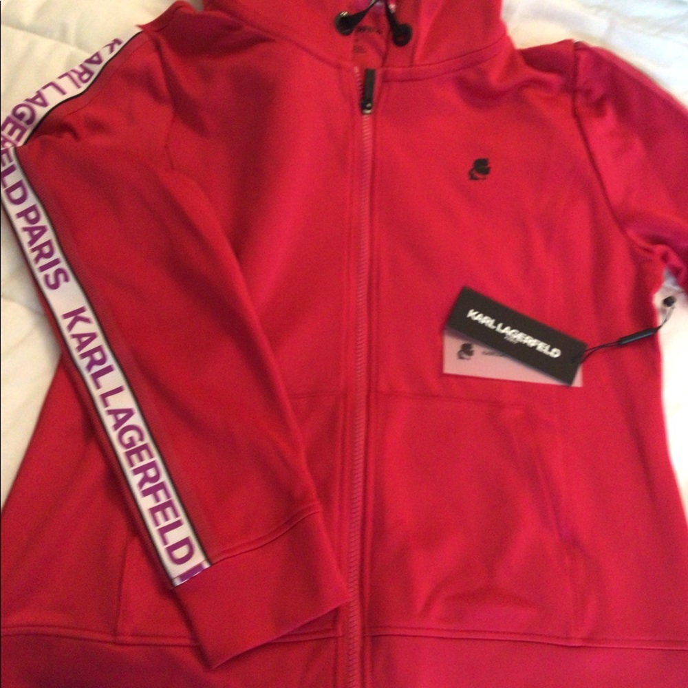 Karl lagerfeld hot pink hoodie sweater brand new